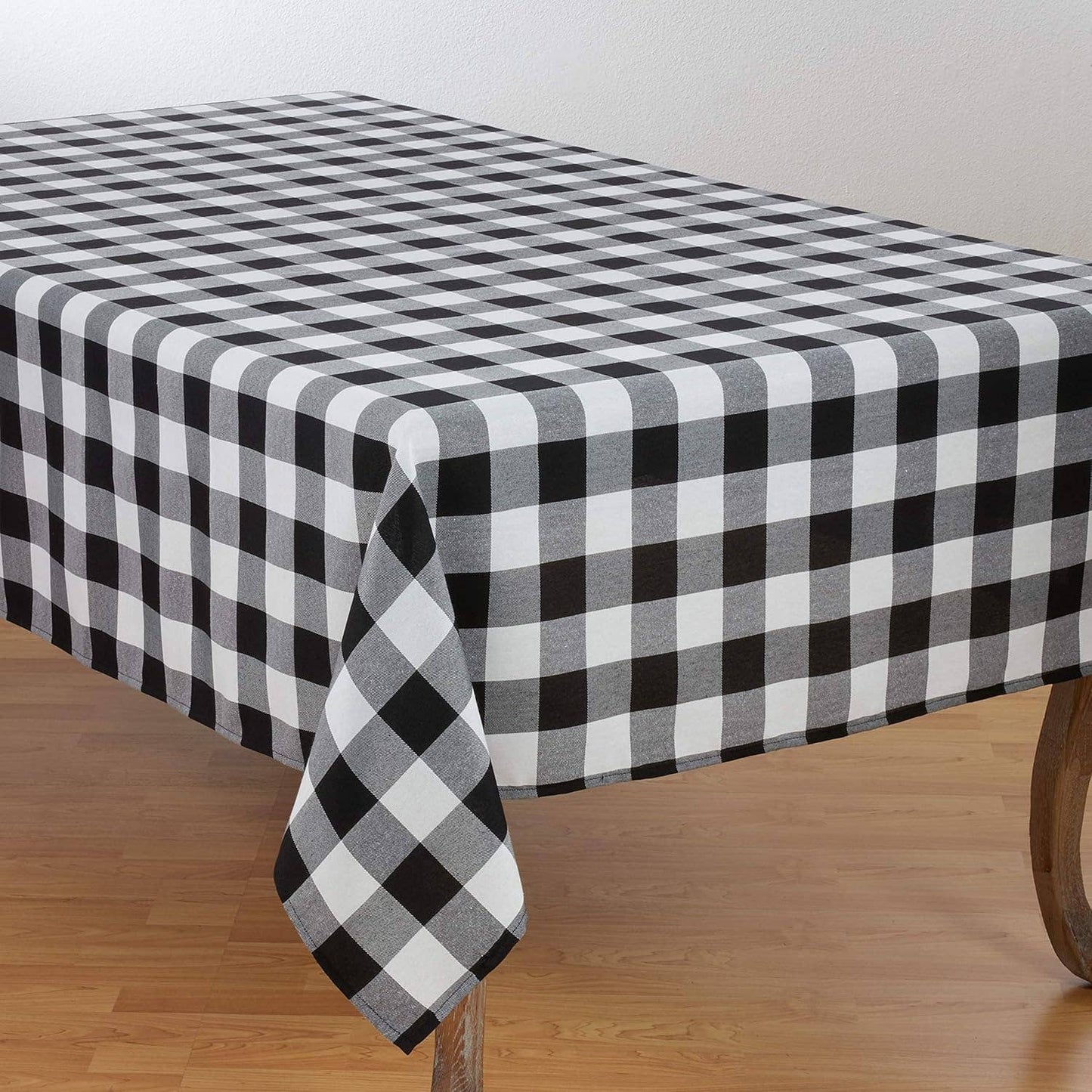 5026 - Black and White Classic Plaid Cotton Tablecloth