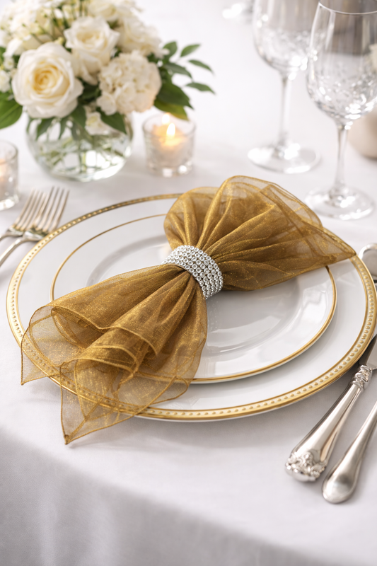 1002 - Gold Sheer Organza 20" Dinner Napkin