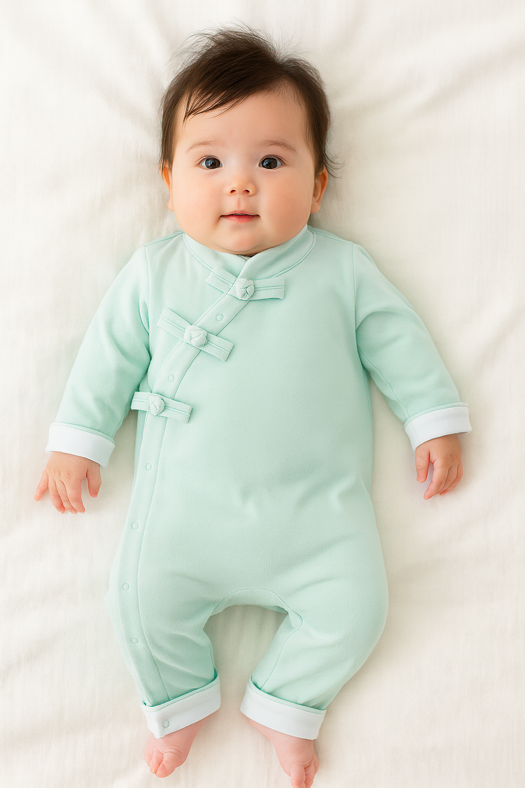 Green Traditional Chinese Inspired Baby Romper
