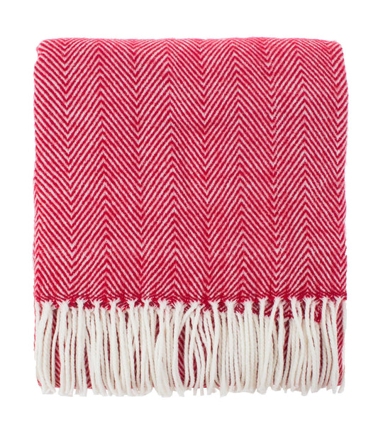 CTH415 - Red Herringbone Fringed 50x60 Inch Throw Blanket