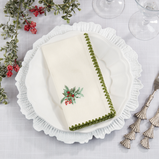 5752 - Green Holly Cotton 18" Dinner Napkin