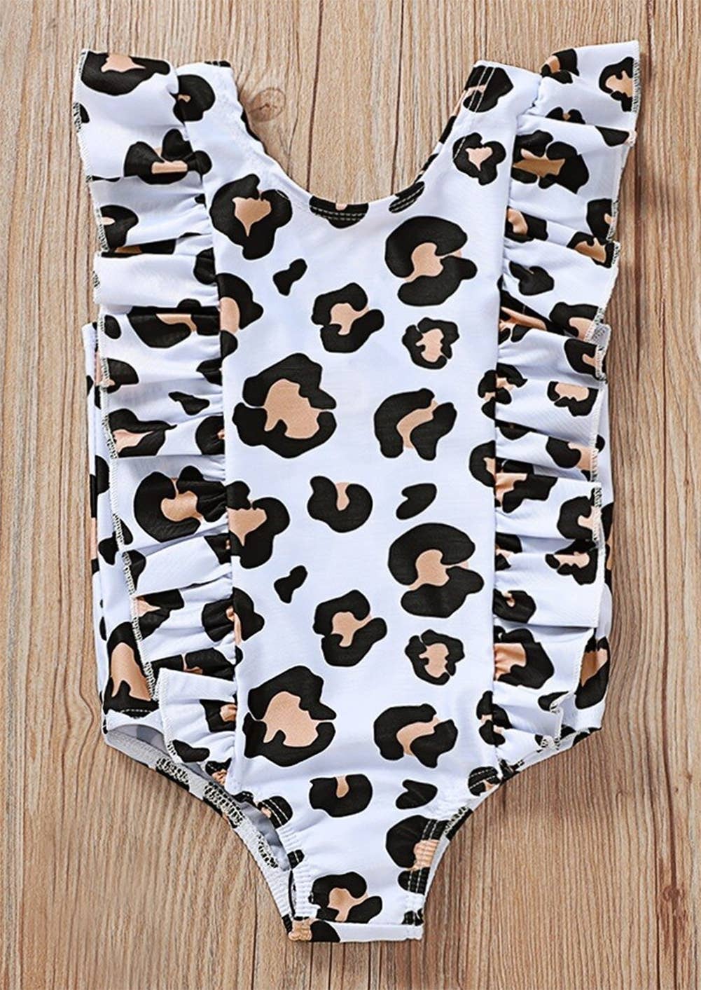Leopard Ruffled 1-Piece Baby Swimwear