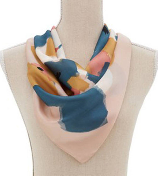 Blush Multi Paint Blotch Silk Like Square Scarf