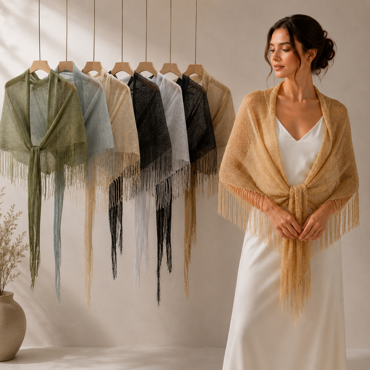 Shimmer Fringe Multi-Use Shawl Wrap