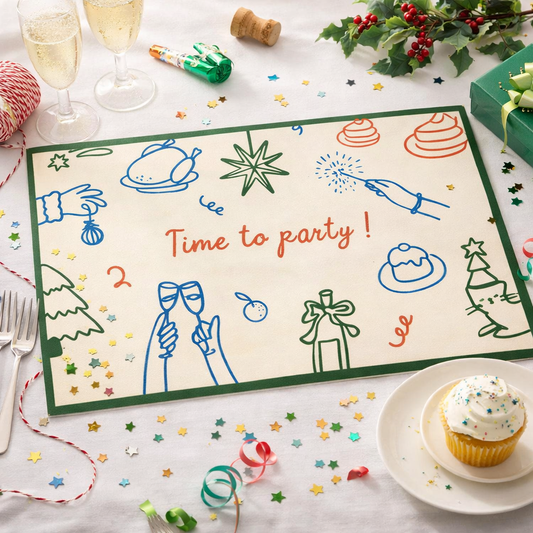 "Time to Party" Holiday Placemat - 12"x18"
