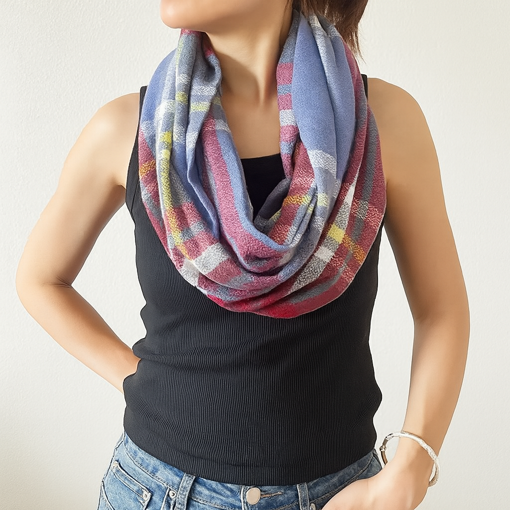Blue nfinity Scarf with Zipper Pocket