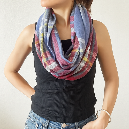 Blue nfinity Scarf with Zipper Pocket