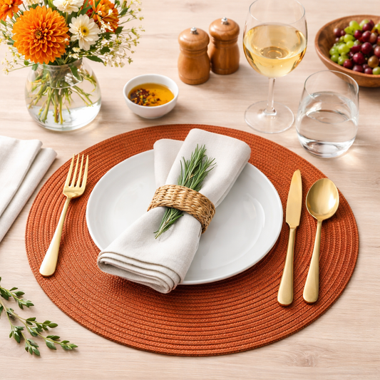Brown-Orange Woven Round 14" Round Placemat