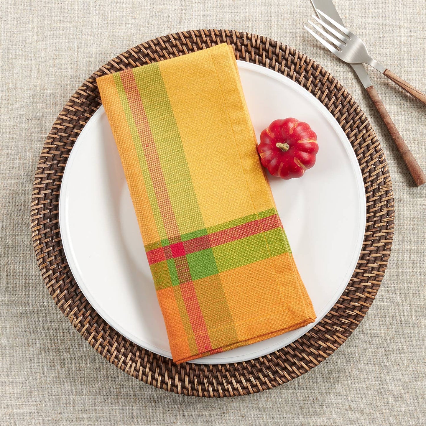 505 - Banded Border Thanksgiving Cotton 20" Dinner Napkin
