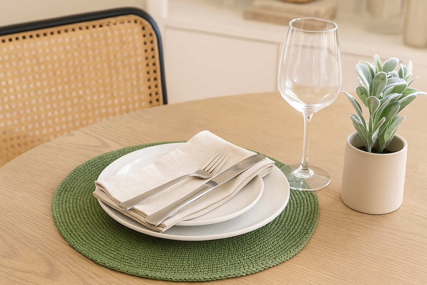 PM0012 - Olive Woven Round 14" Round Placemat
