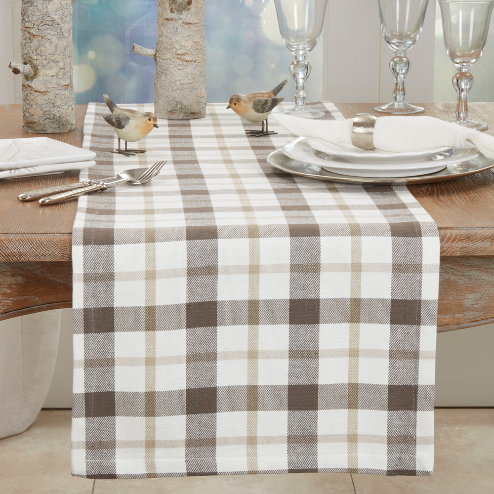 8050 - Grey Plaid Cotton 16"x72" Table Runner