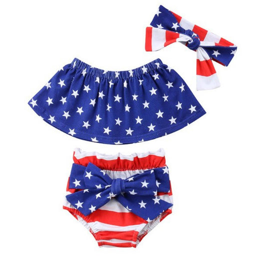 USA Flag Baby Ruffle Tube Top, Bloomers, Headband