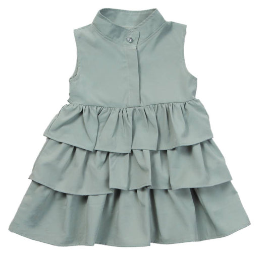 Green High Neck Ruffled Bubble Girl Dress