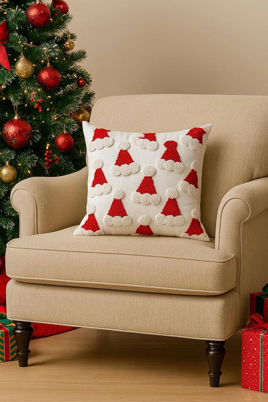 PLW0182 - Embroidered Santa Hats Christmas 18" Throw Pillow