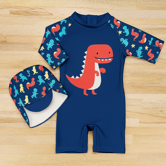 Blue Dinosaur 2-Piece Boy Swimwear Set