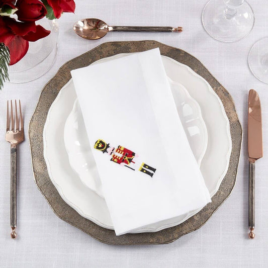 YP117 - Embroidered Nutcracker White 20" Cloth Napkin