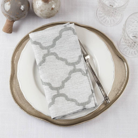 6718 - Grey Moroccan Laser-Cut Hemstitch 20" Cloth Napkin