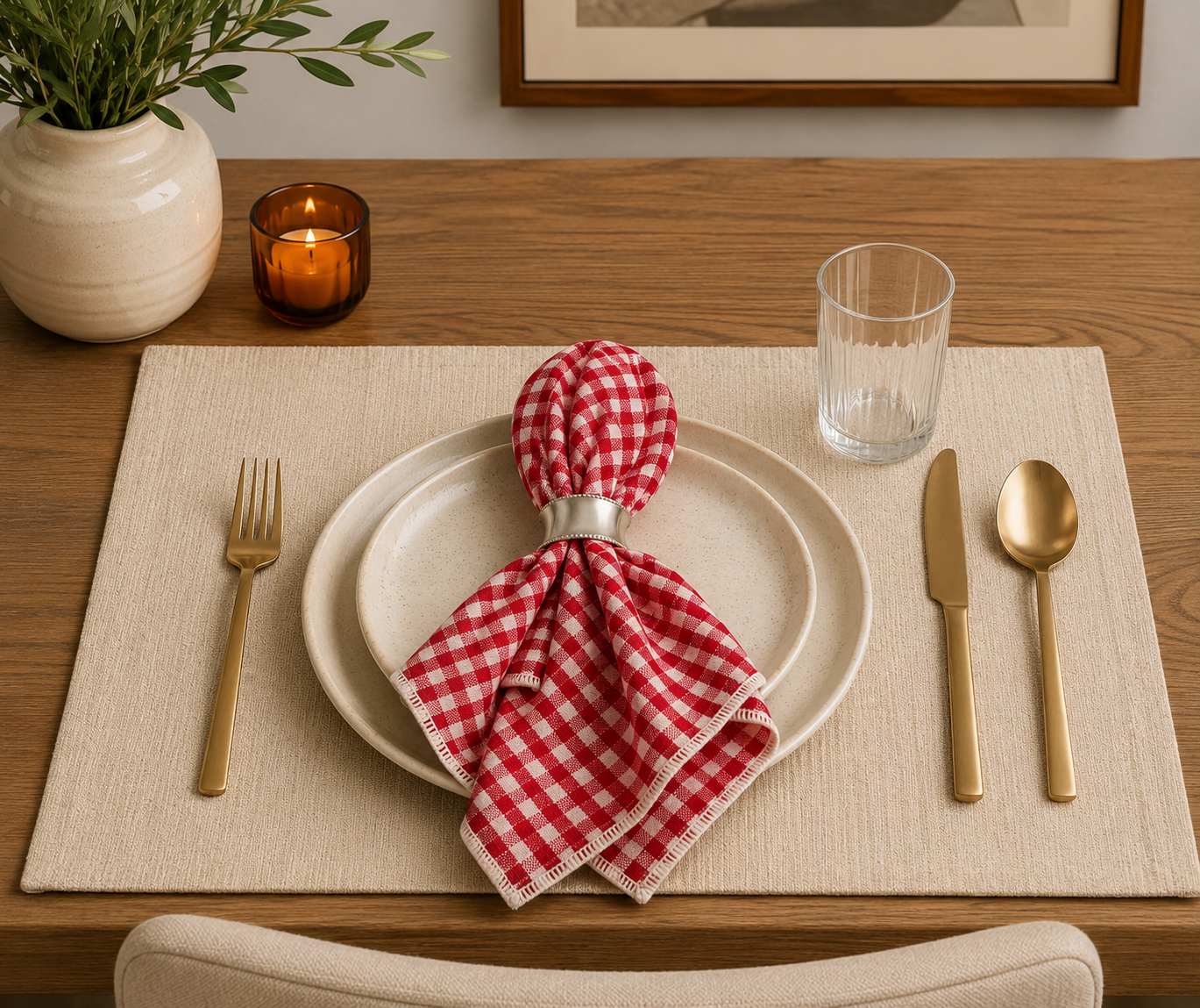 Classic Red Gingham 20" Cotton Napkin