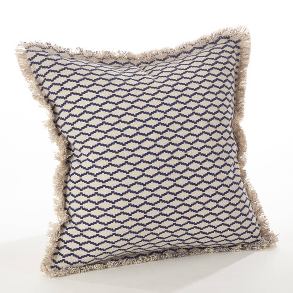 9012 - Fringed Moroccan Cotton 20" Down Fill Throw Pillow