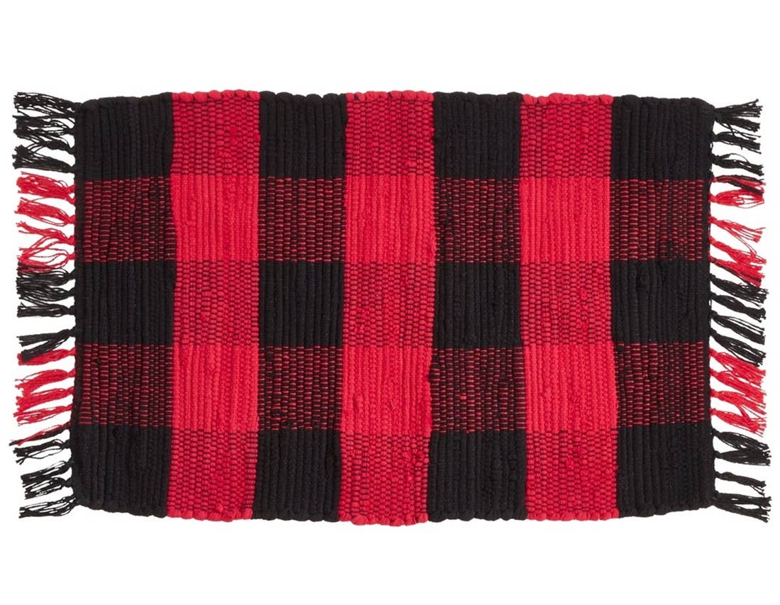 9027 - Black and Red Gênes Buffalo Plaid Chindi 14"x20" Placemat