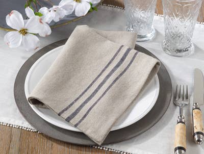 1117 - Classic Striped Pure Linen 20" Dinner Napkin