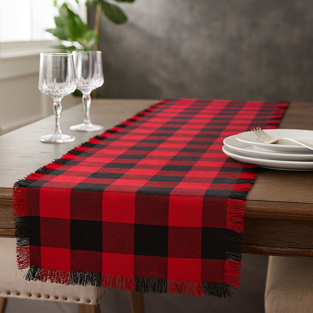 9026 - Red and Black Buffalo Plaid Cotton 16"x72" Table Runner