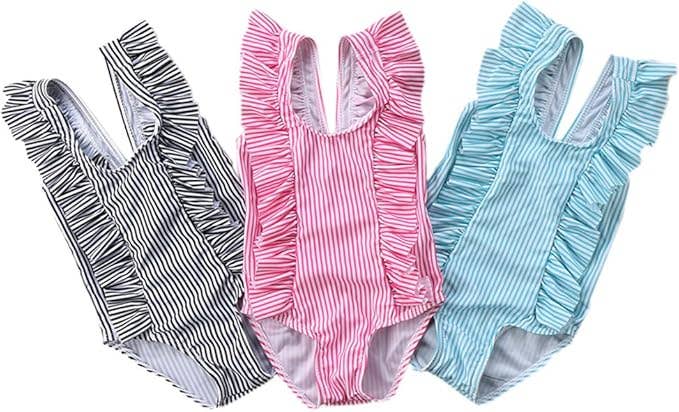 Ruffle Striped One-Piece Baby Swimsuit