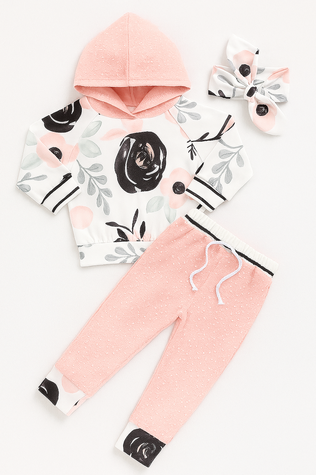 Floral Patterned 3pcs Baby Outfit