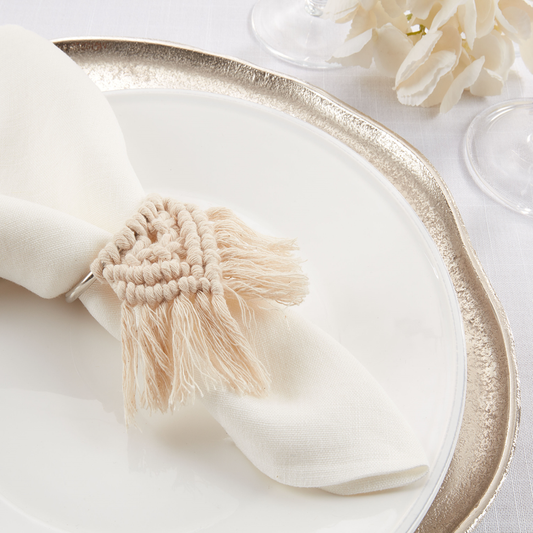 NR200 - Natural Cotton Braided Napkin Ring with Metal Accent