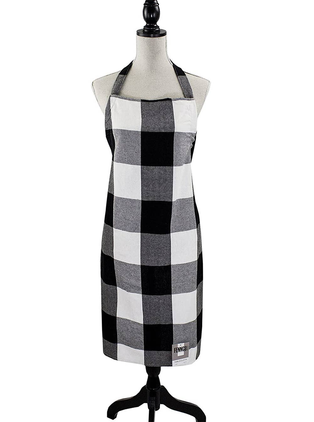 9025 - Black & White Buffalo Plaid Cotton Full-size Apron