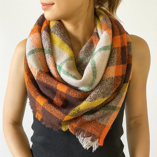 Trendy Plaid Oversized Shawl Scarf