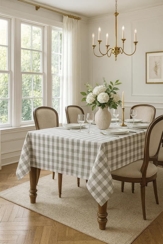 TBL0026 - Classic Gingham Khaki & White 54" Square Tablecloth