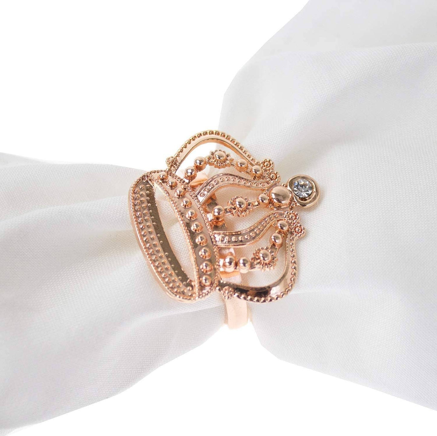 Rose Gold Jeweled Crown Npakin Ring Holder
