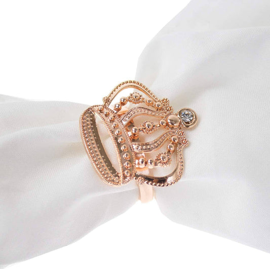 Rose Gold Jeweled Crown Npakin Ring Holder