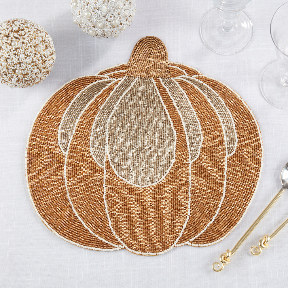 4410 - Gold Beaded Pumpkin 14" Round Placemat
