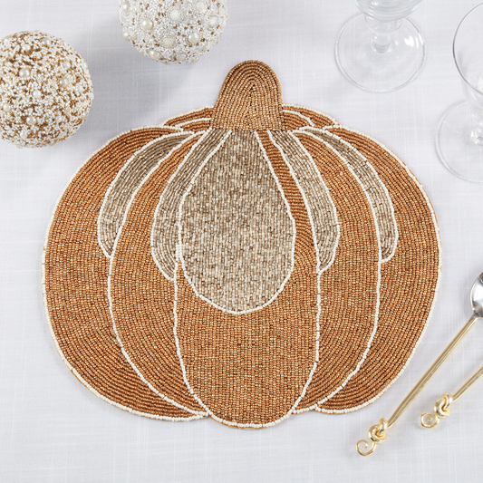 4410 - Gold Beaded Pumpkin 14" Round Placemat