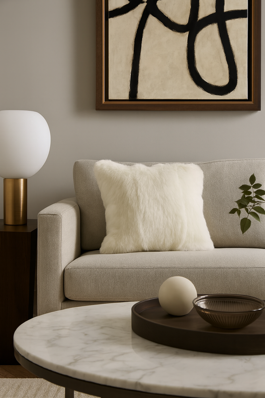 PLW0160 - Ivory Elegant Faux Fur 18" Throw Pillow