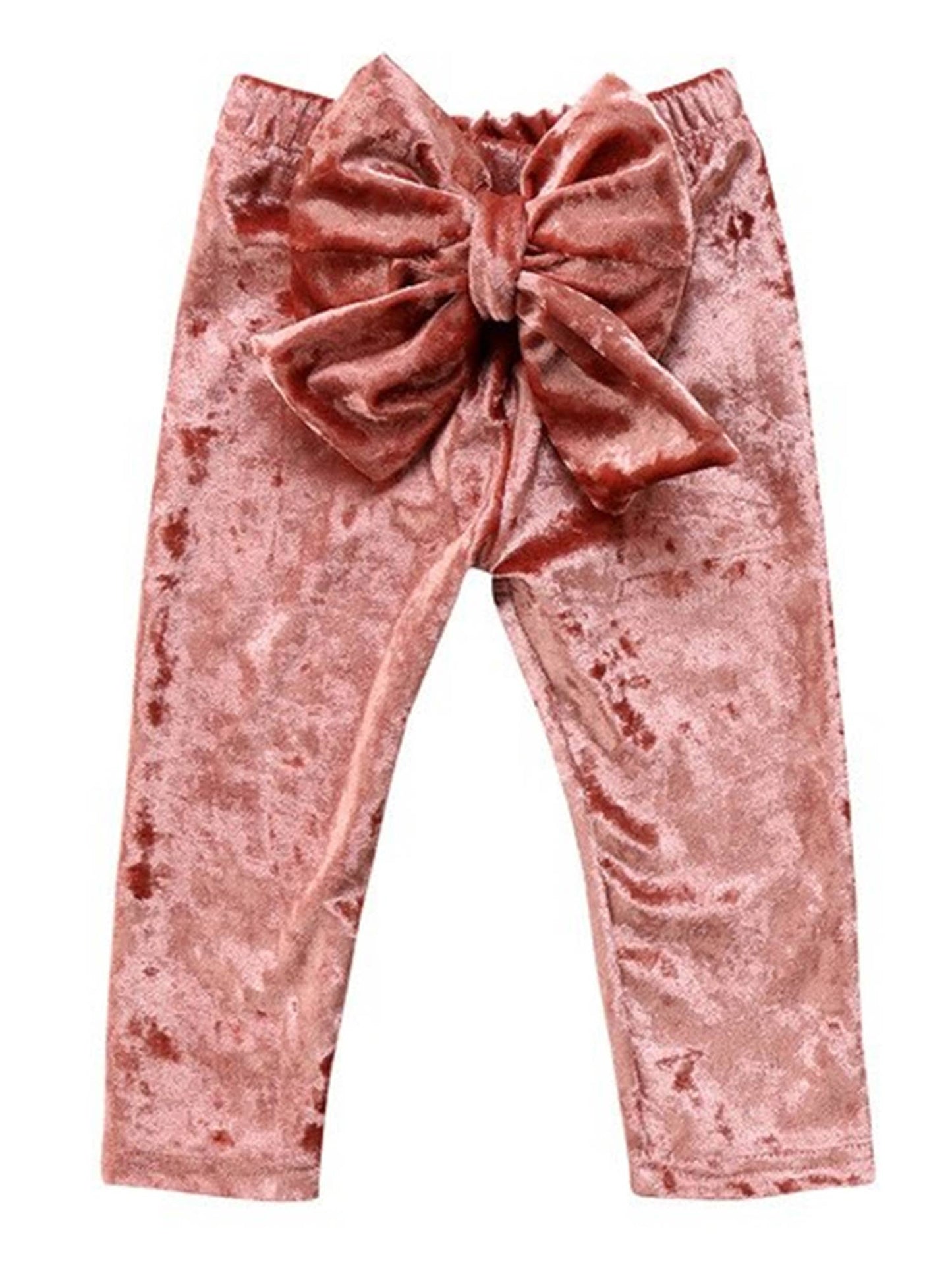 Peach Bowknot Velvet Soft Baby Leggings