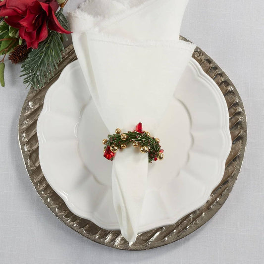NR306 - Hand Beaded Christmas Wreath Napkin Ring