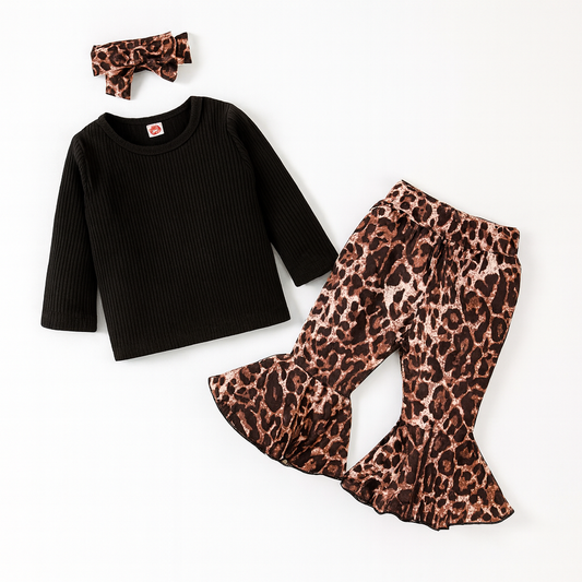 Cute Leopard 3-Piece Toddler Girl Outfit