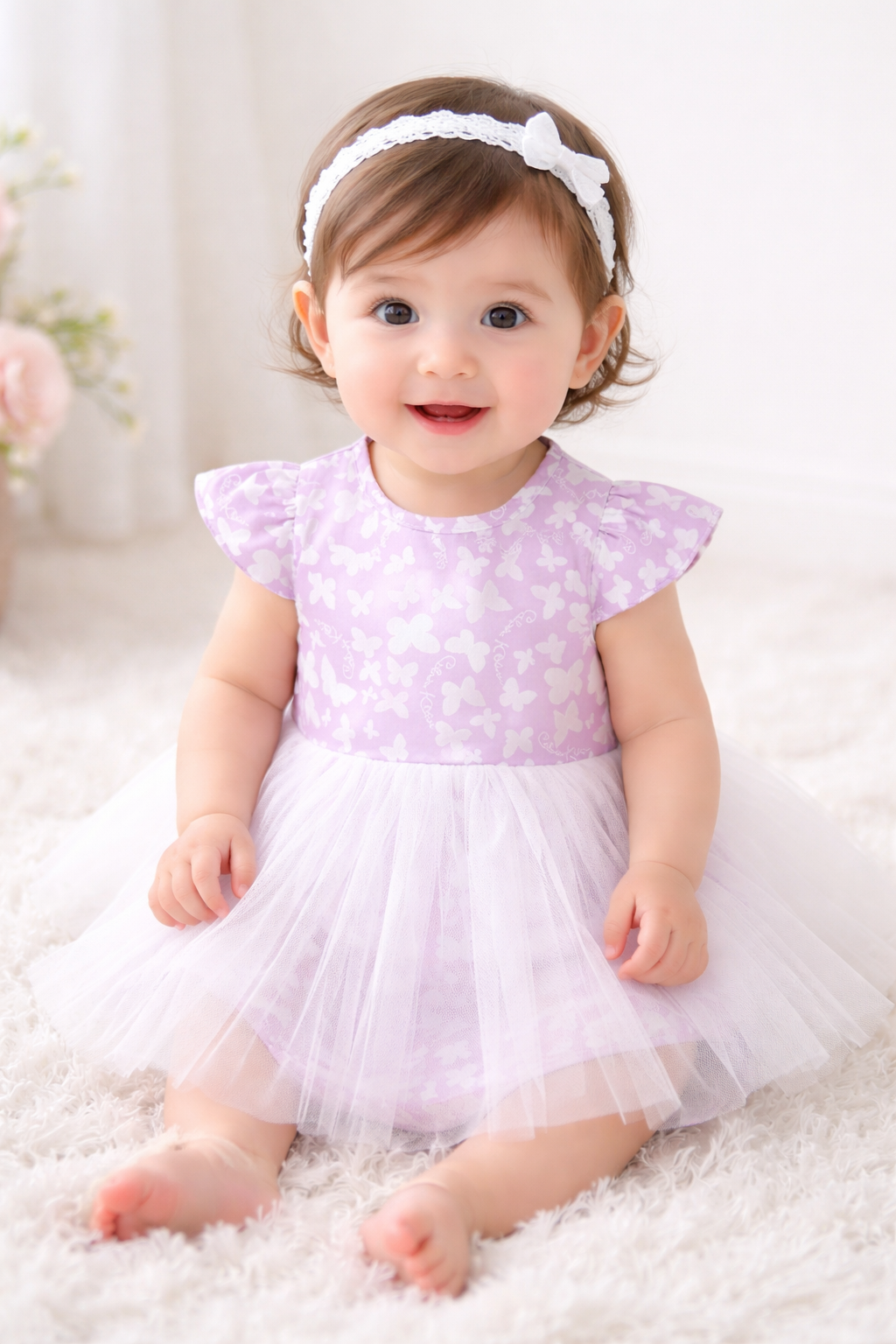 Lilac Butterfly Tutu Baby Dress