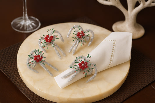 Hand-Beaded Festive Candy Stick Napkin Holder