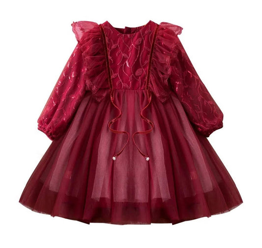 Red Sequin Tulle Rulle Girl Dress