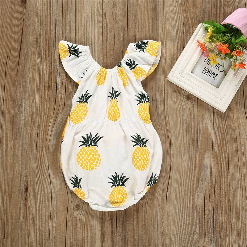 Pineapple Bow Cotton Baby Romper