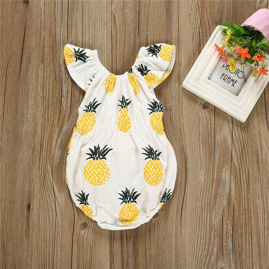 Pineapple Bow Cotton Baby Romper