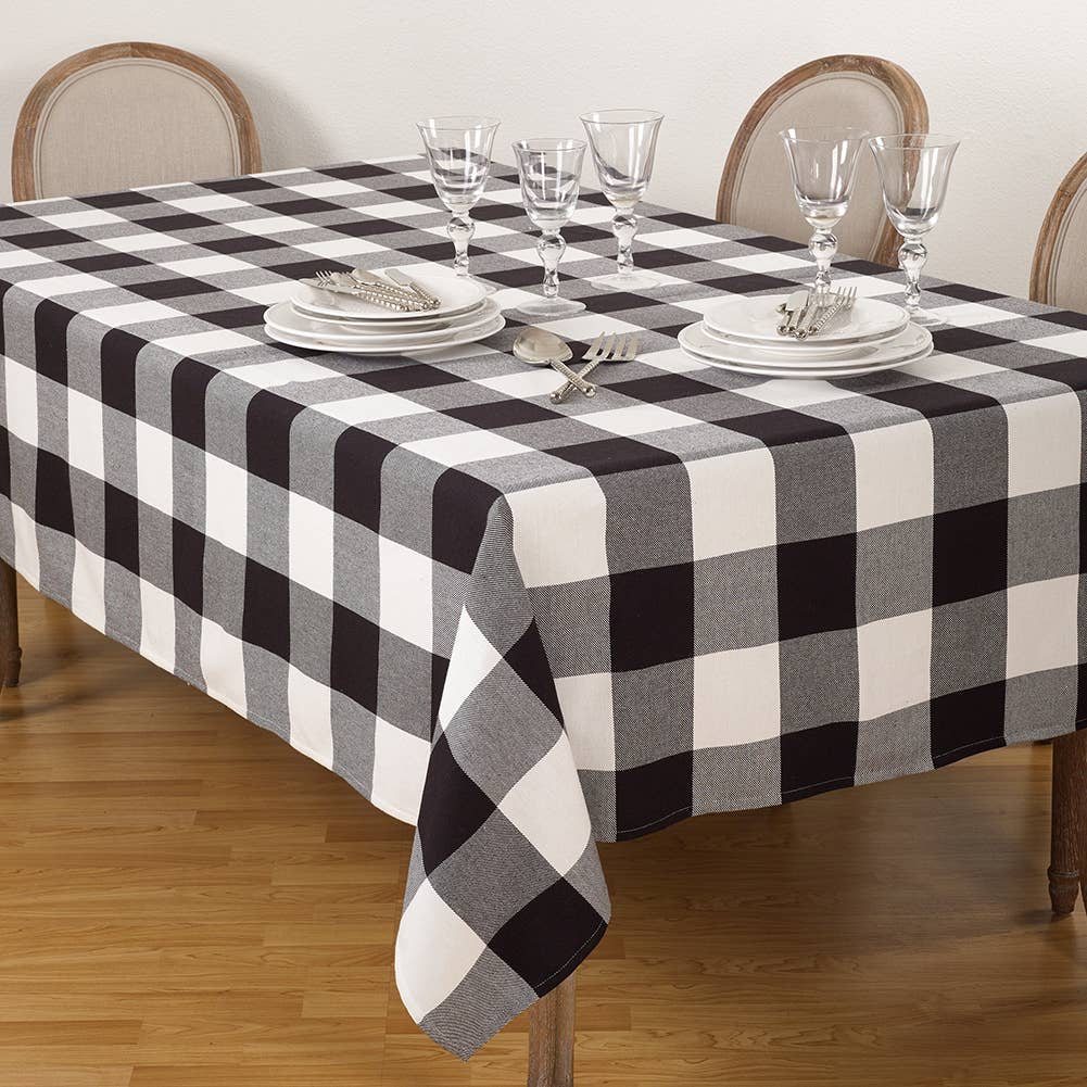 9025 - Black & White Buffalo Plaid Cotton Tablecloth