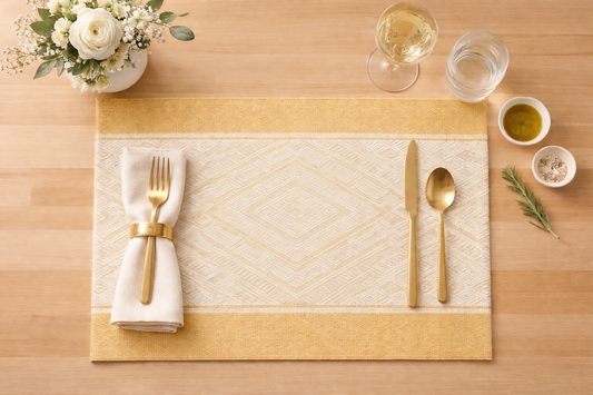 Mustard Diamond Pattern Cotton Blend 14"x20" Placemat
