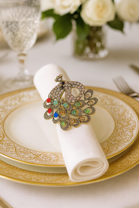 CH026 - Bejeweled Peacock Napkin Ring – A Touch of Opulence
