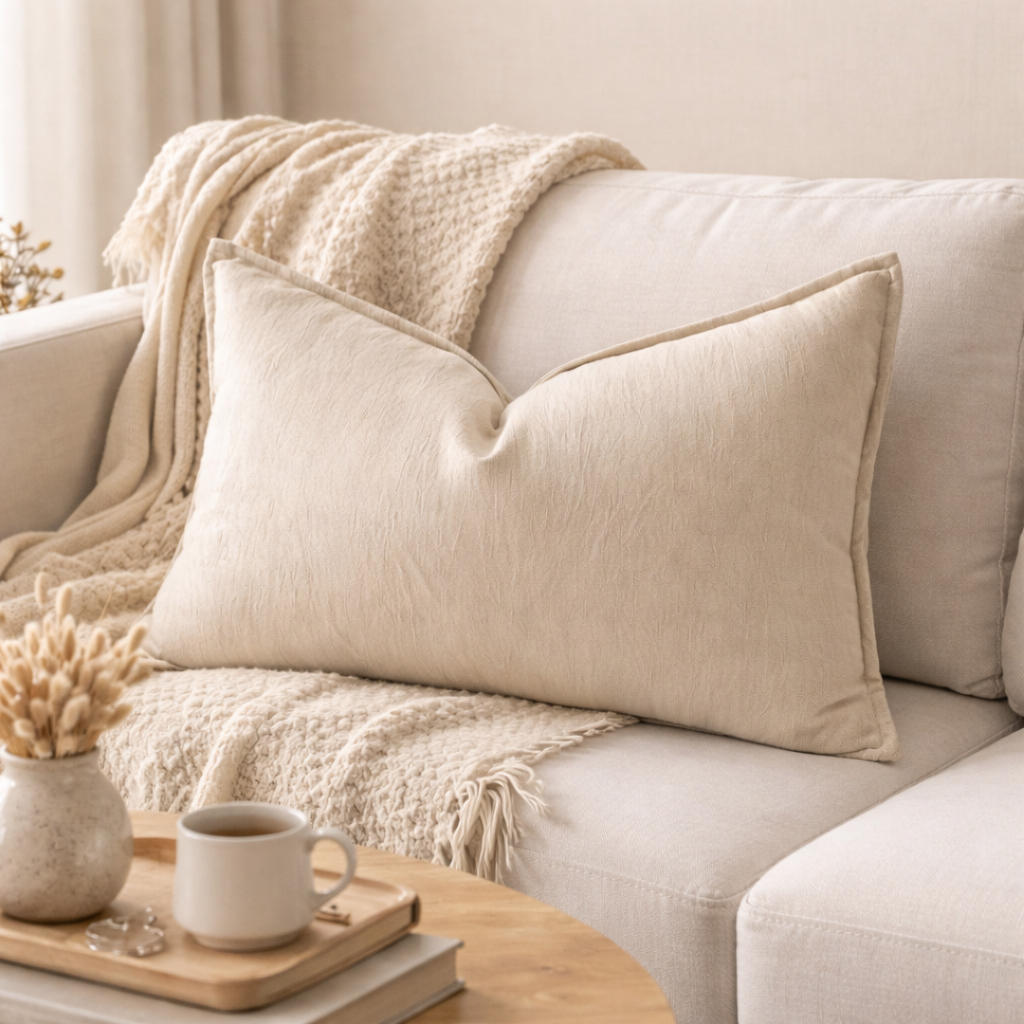 Champagne Chenille Woven 12"X20" Throw Pillow