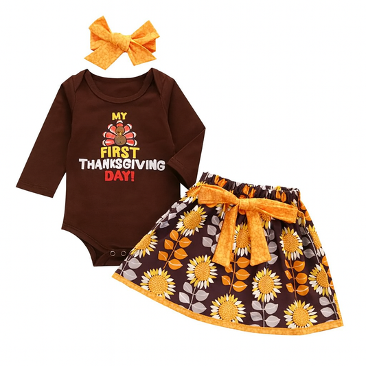 My First Thanksgiving Day Turkey 3pcs Baby Outfit